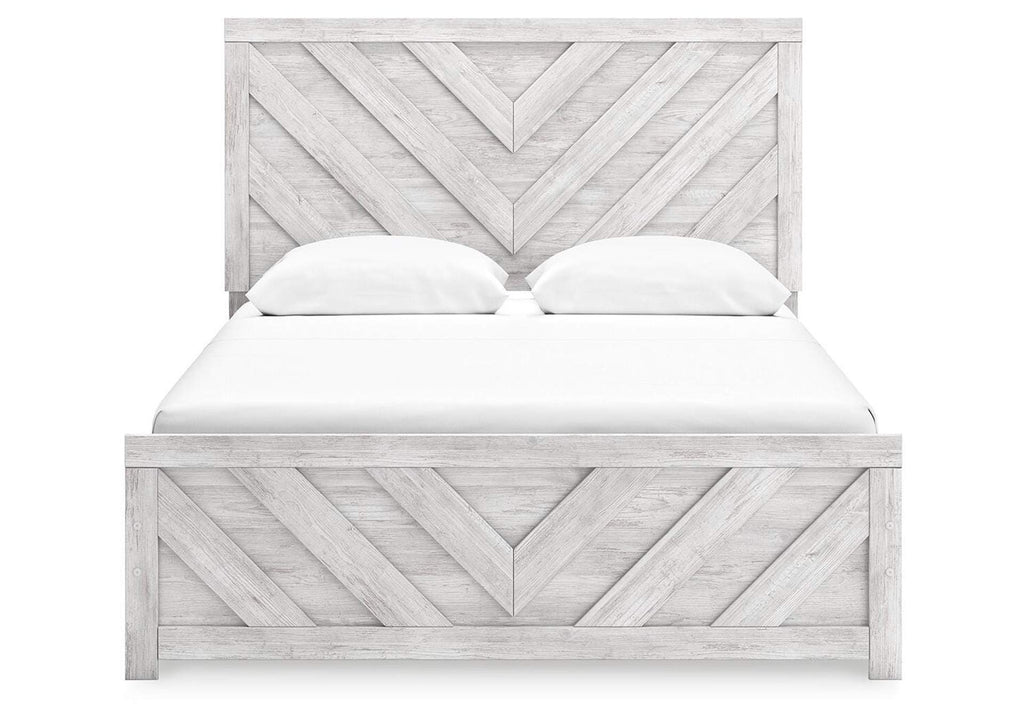 Cayboni Queen Panel Bed with Mirrored Dresser, Chest and Nightstand front view