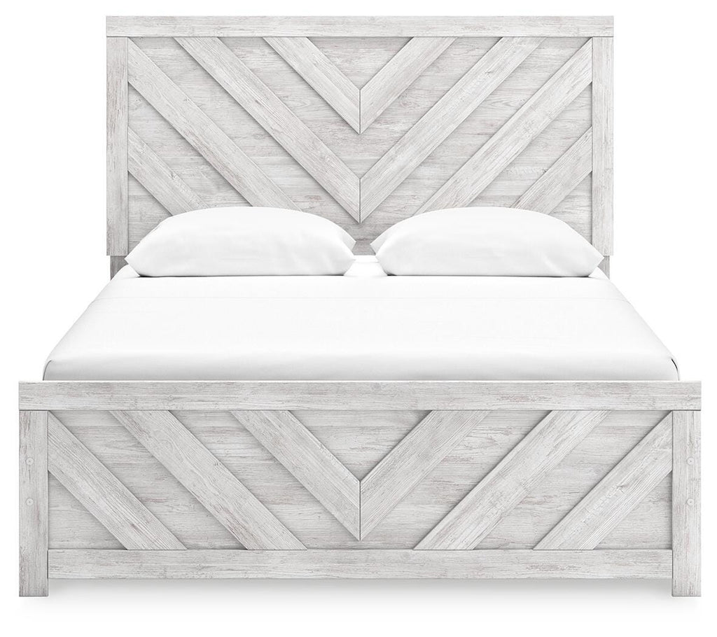 Cayboni Queen Panel Bed in Whitewash, front view