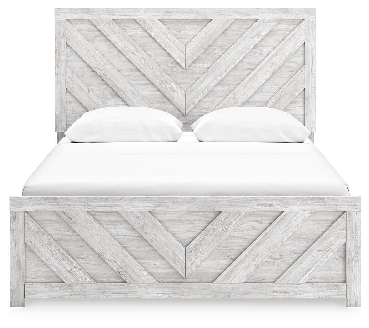 Cayboni Queen Panel Bed in Whitewash, front view