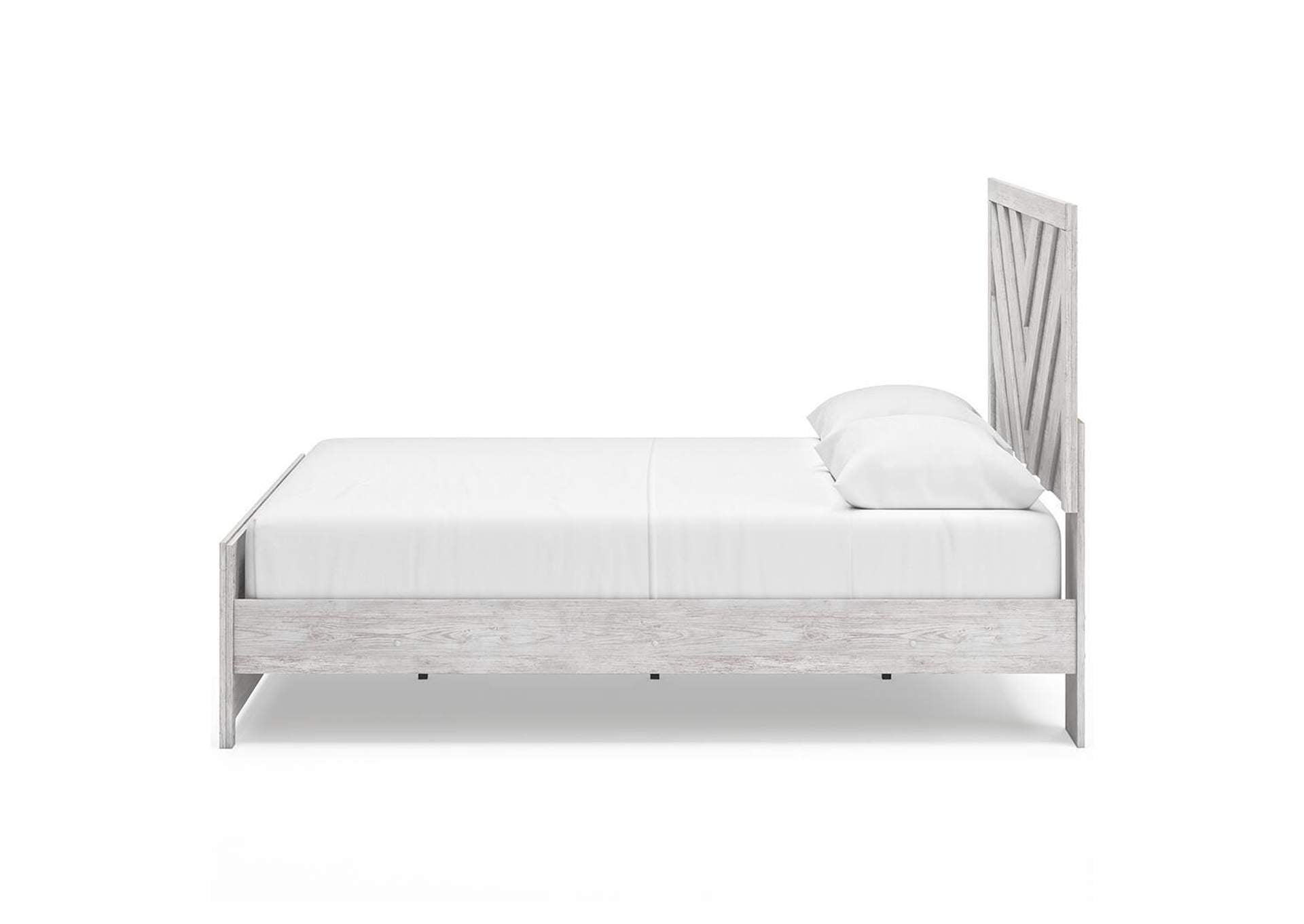 Cayboni Queen Panel Bed with Mirrored Dresser and Nightstand side view