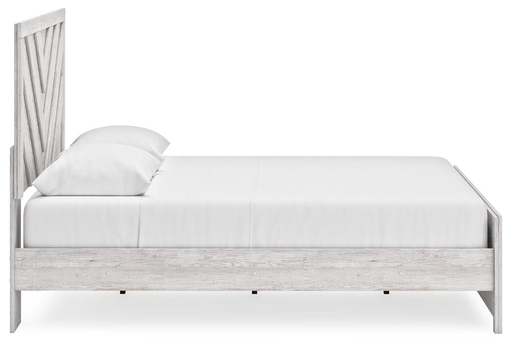 Cayboni Queen Panel Bed in Whitewash, side view