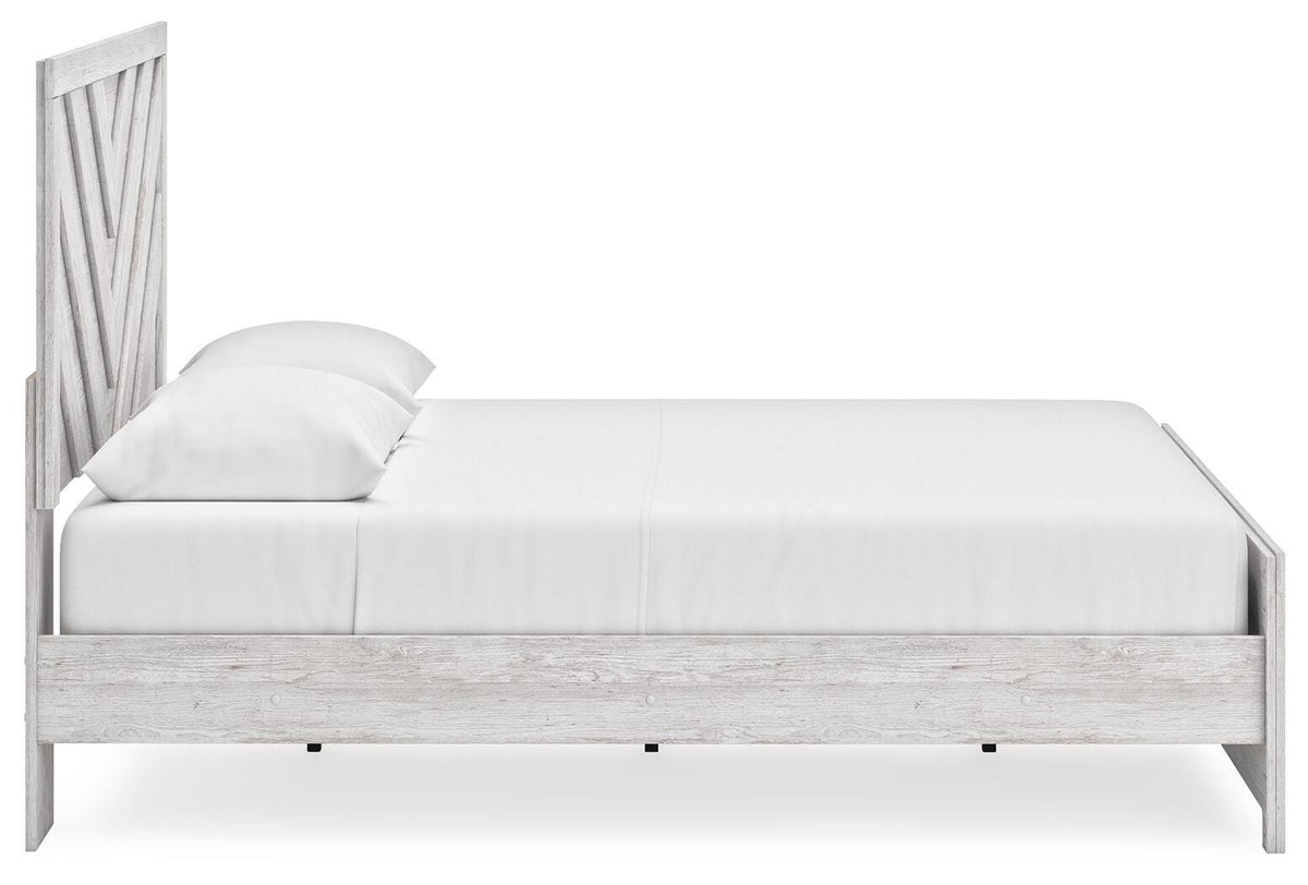 Cayboni Queen Panel Bed in Whitewash, side view
