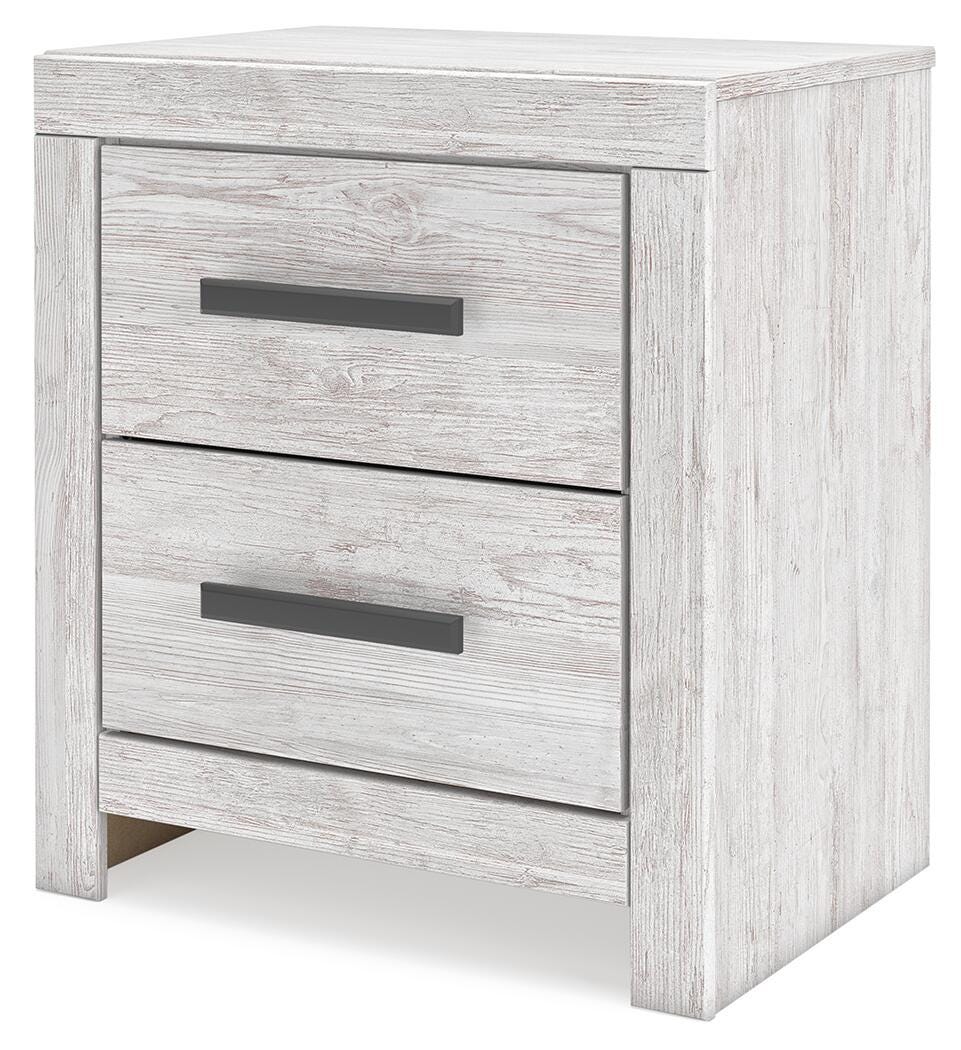 Cayboni Nightstand in Whitewash, angle view