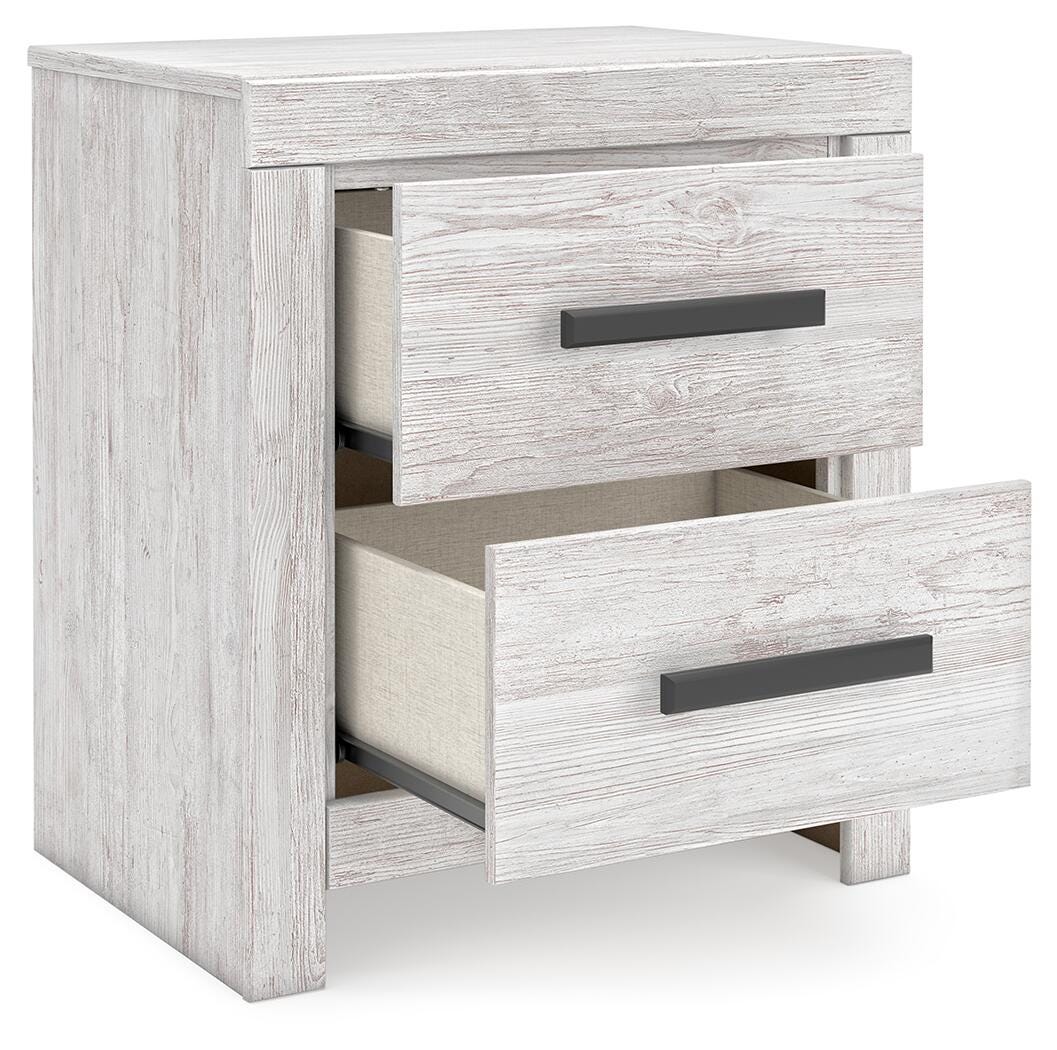 Cayboni Nightstand in Whitewash, open view