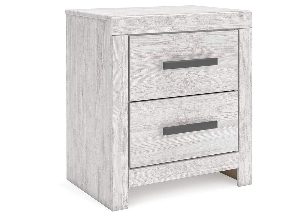 Cayboni Full Panel Bed with Mirrored Dresser, Chest and Nightstand angled view