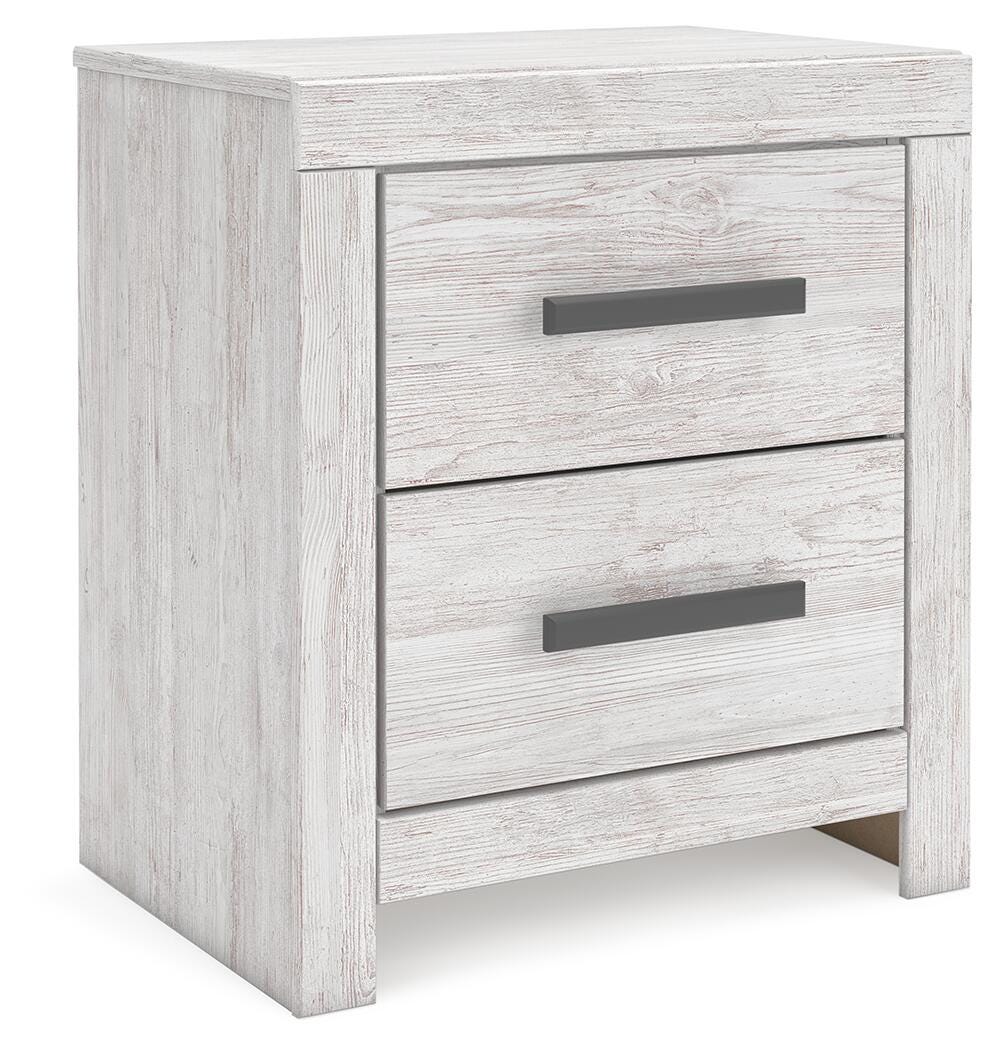 Cayboni Nightstand in Whitewash, angle view