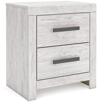 Cayboni Nightstand in Whitewash, angle view