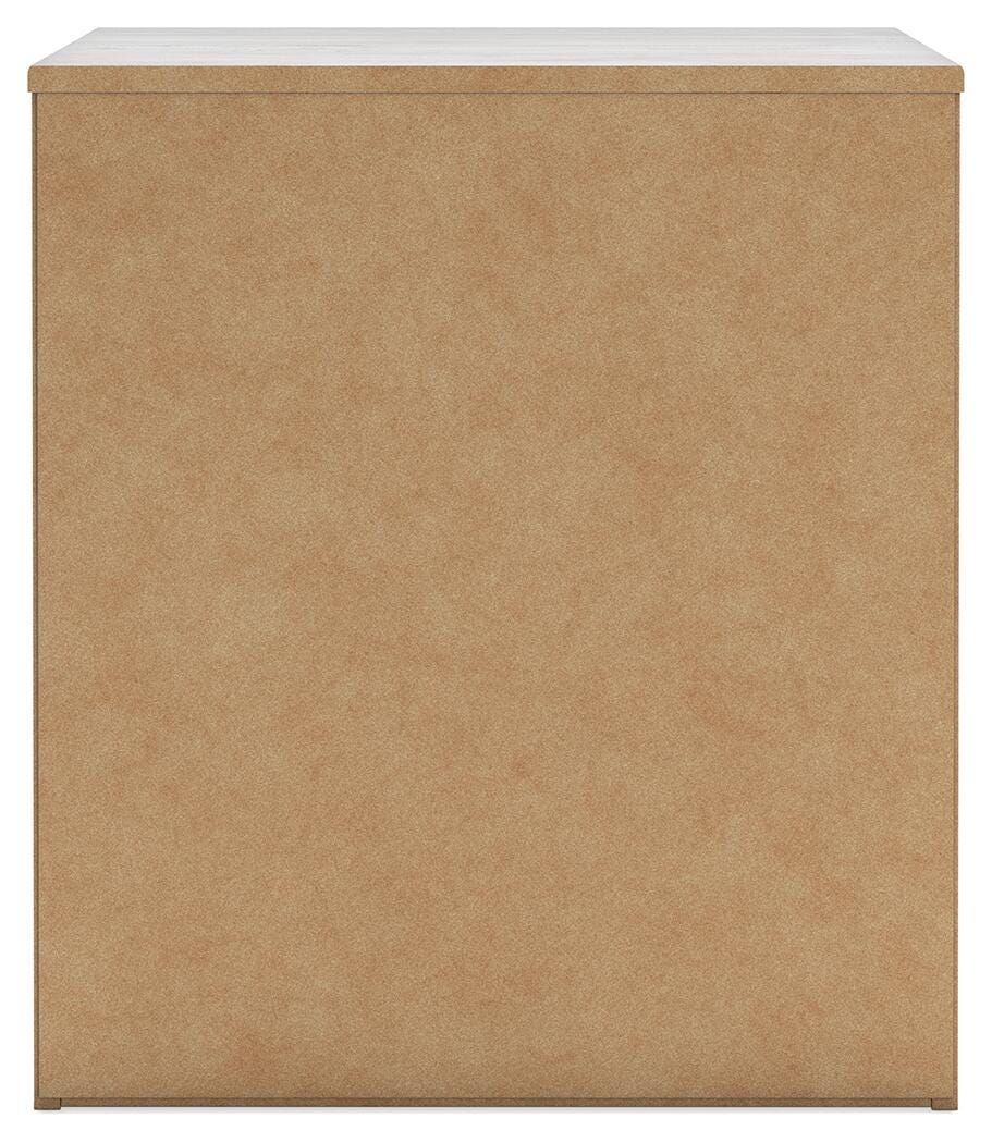 Cayboni Nightstand in Whitewash, back view