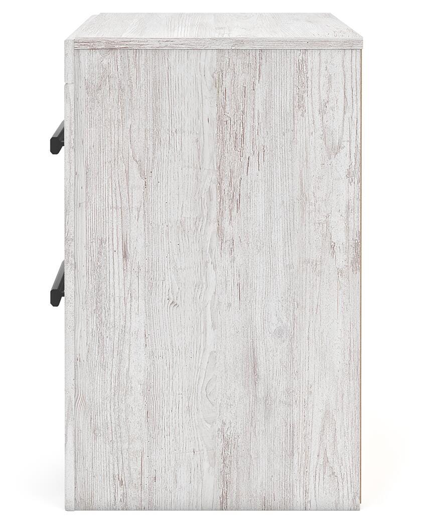 Cayboni Nightstand in Whitewash, alternate side view
