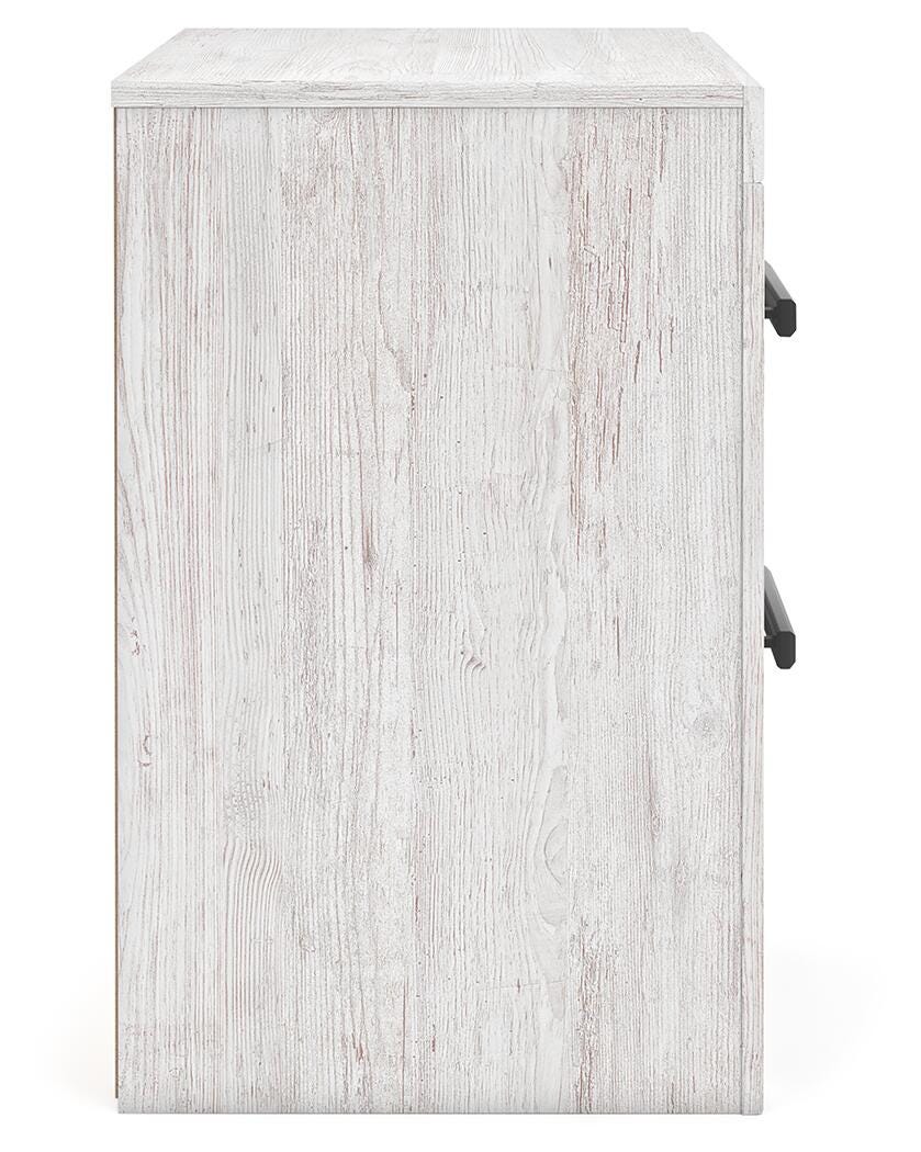 Cayboni Nightstand in Whitewash, side view