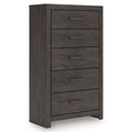 Prendonea Chest of Drawers in Charcoal, angle view
