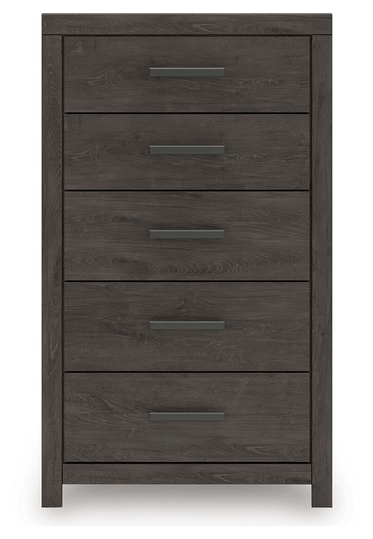 Prendonea Chest of Drawers in Charcoal, front view