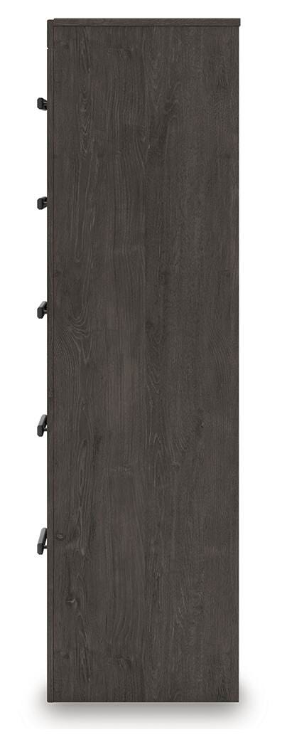Prendonea Chest of Drawers in Charcoal, alternate side view