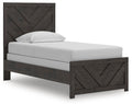 Prendonea Twin Panel Bed in Charcoal, angle view