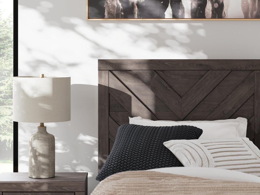 Prendonea Twin Panel Bed in Charcoal, detail view