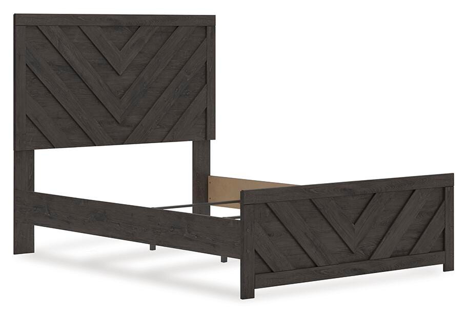 Prendonea Full Panel Bed in Charcoal, angle view
