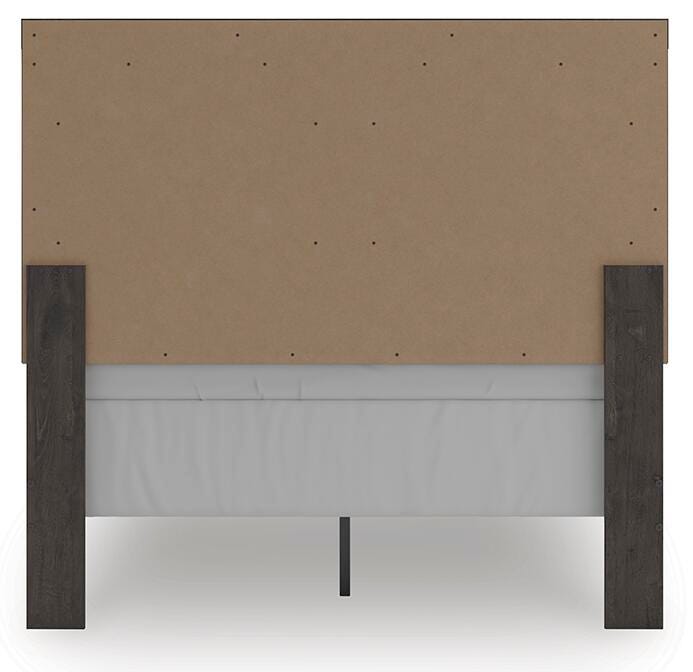 Prendonea Full Panel Bed in Charcoal, back view