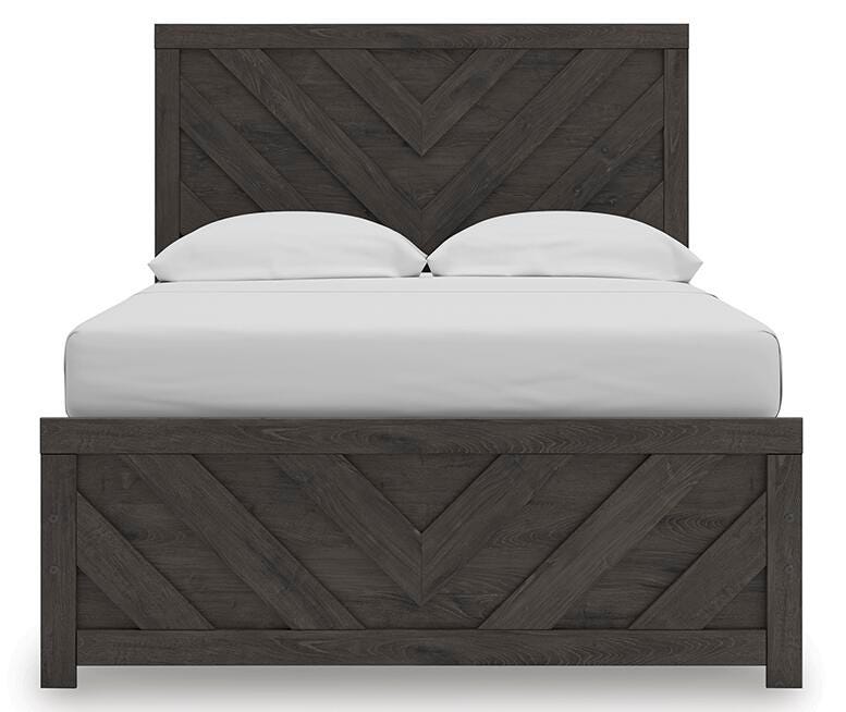 Prendonea Full Panel Bed in Charcoal, front view