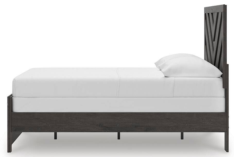 Prendonea Full Panel Bed in Charcoal, alternate side view