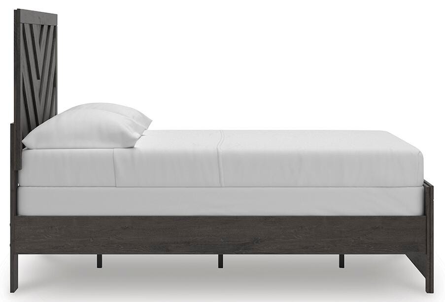 Prendonea Full Panel Bed in Charcoal, side view
