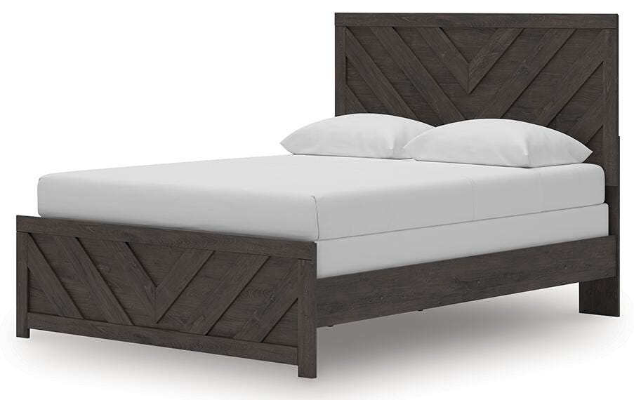 Prendonea Queen Panel Bed in Charcoal, angle view
