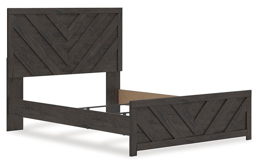 Prendonea Queen Panel Bed in Charcoal, angle view