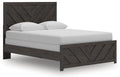 Prendonea Queen Panel Bed in Charcoal, angle view