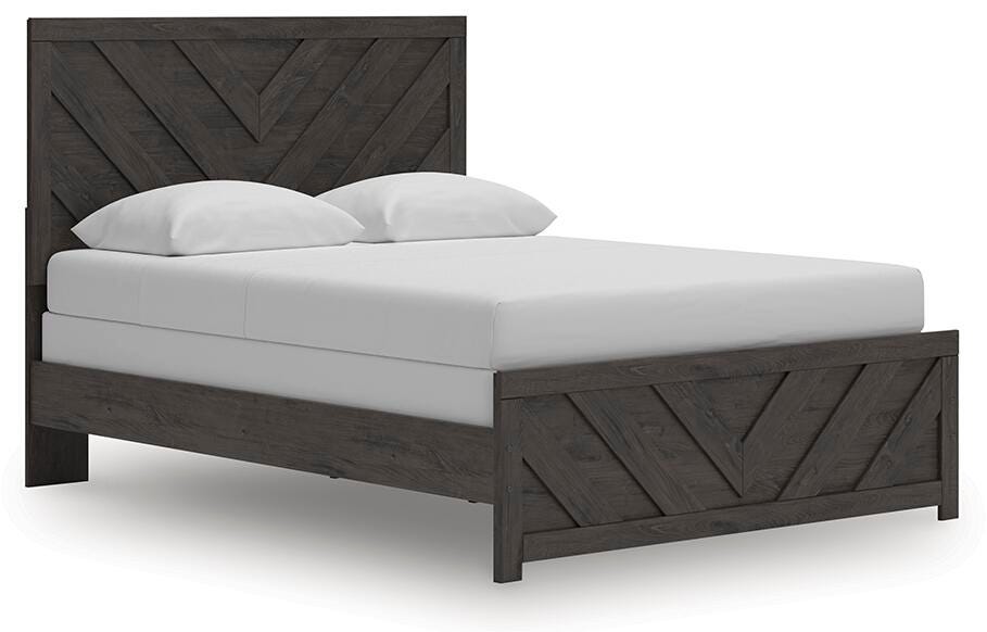 Prendonea Queen Panel Bed in Charcoal, angle view