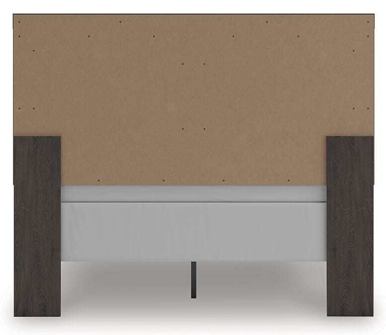 Prendonea Queen Panel Bed in Charcoal, back view