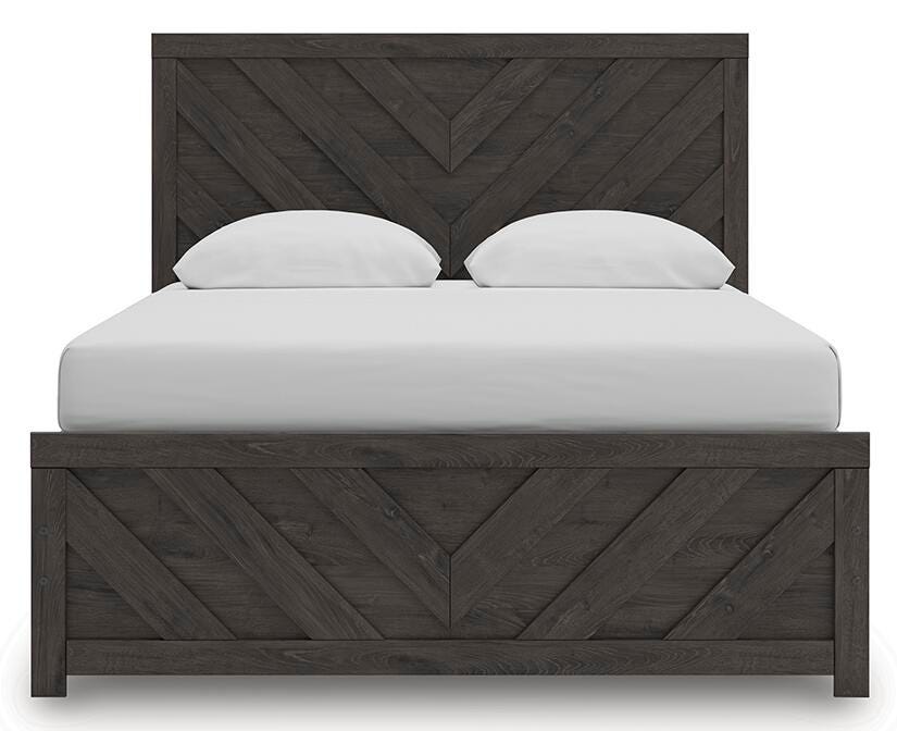 Prendonea Queen Panel Bed in Charcoal, front view