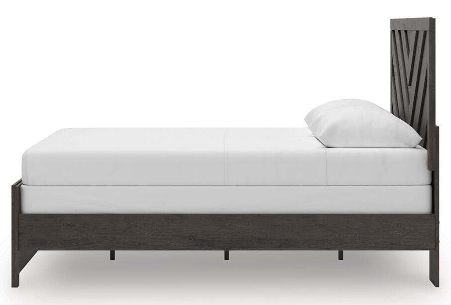 Prendonea Queen Panel Bed in Charcoal, alternate side view