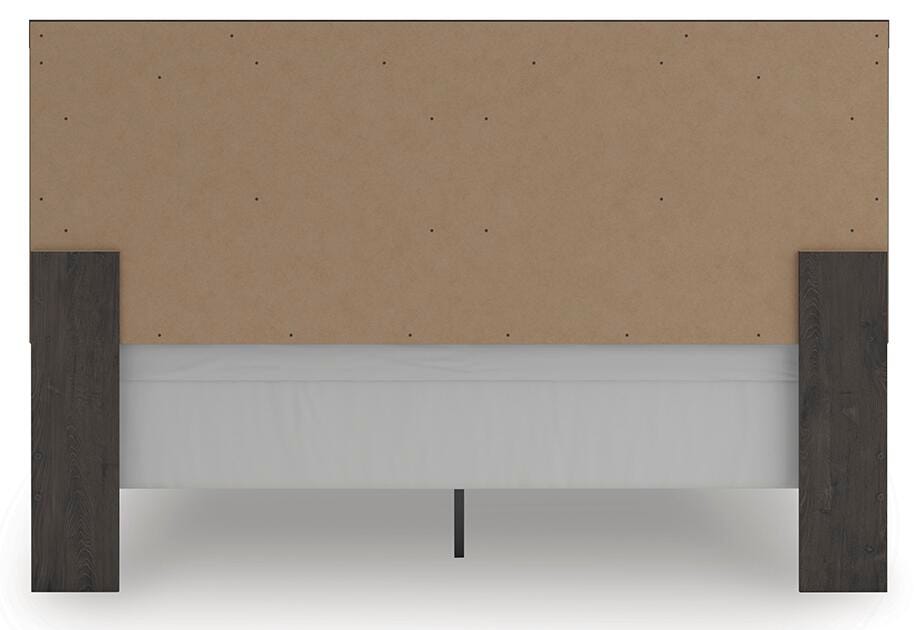 Prendonea King Panel Bed in Charcoal, back view