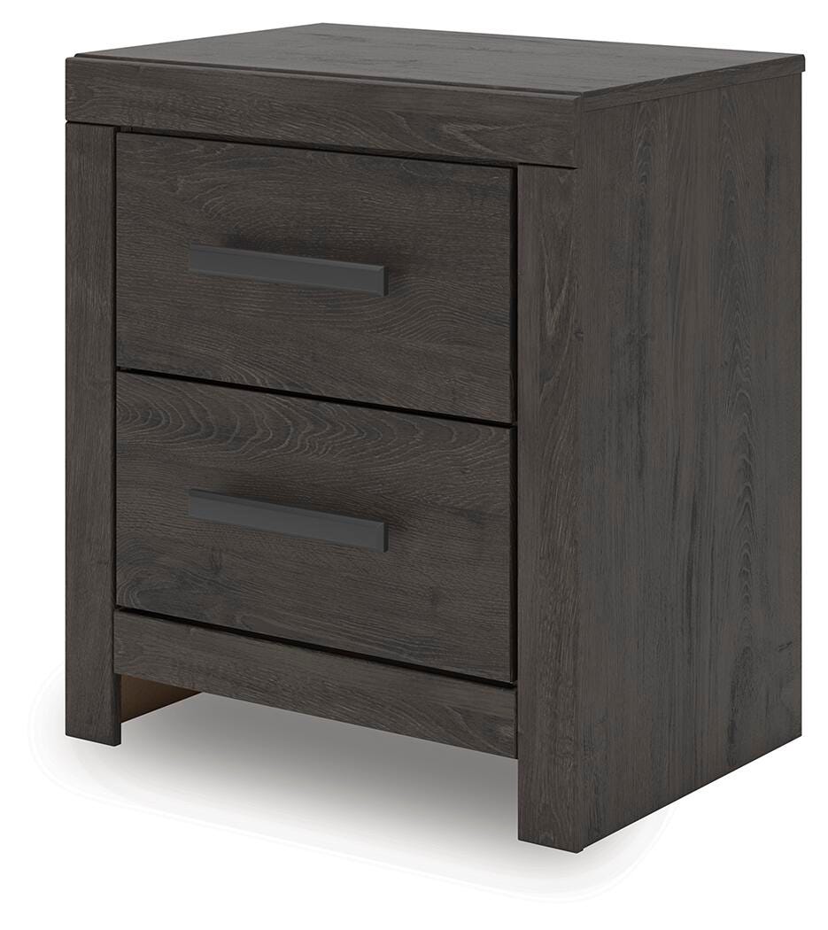 Prendonea Nightstand in Charcoal, angle view