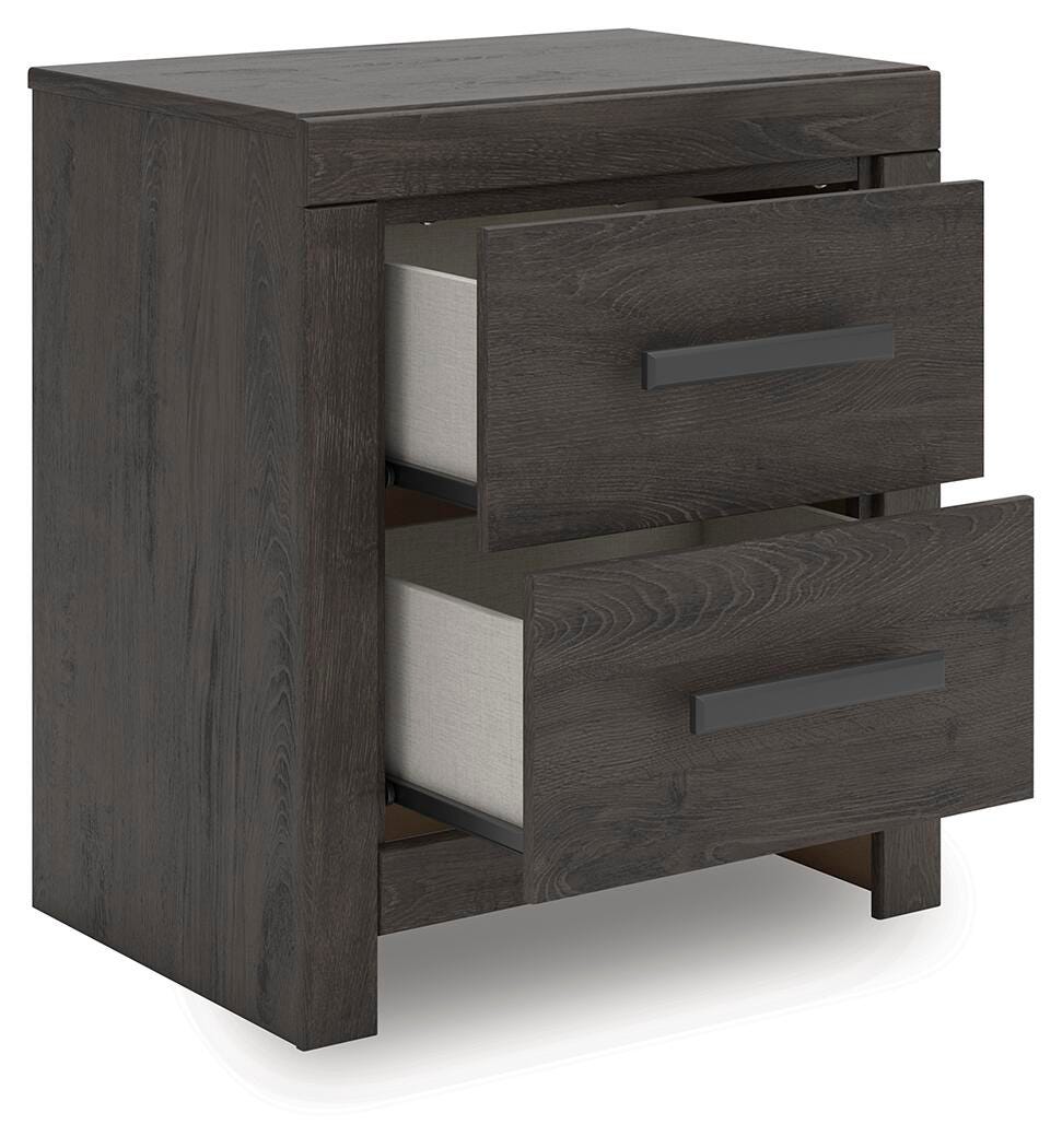 Prendonea Nightstand in Charcoal, open view