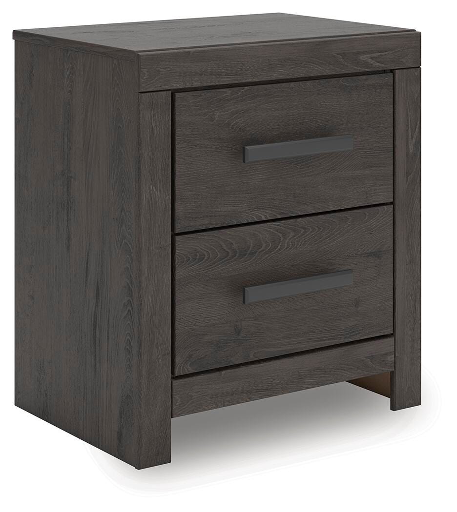 Prendonea Nightstand in Charcoal, angle view
