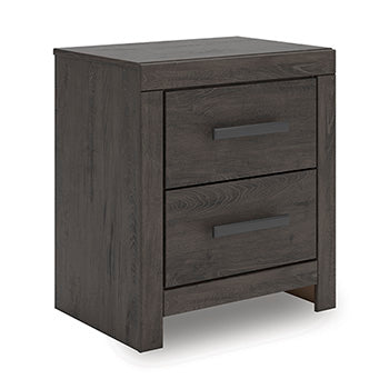 Prendonea Nightstand in Charcoal, angle view
