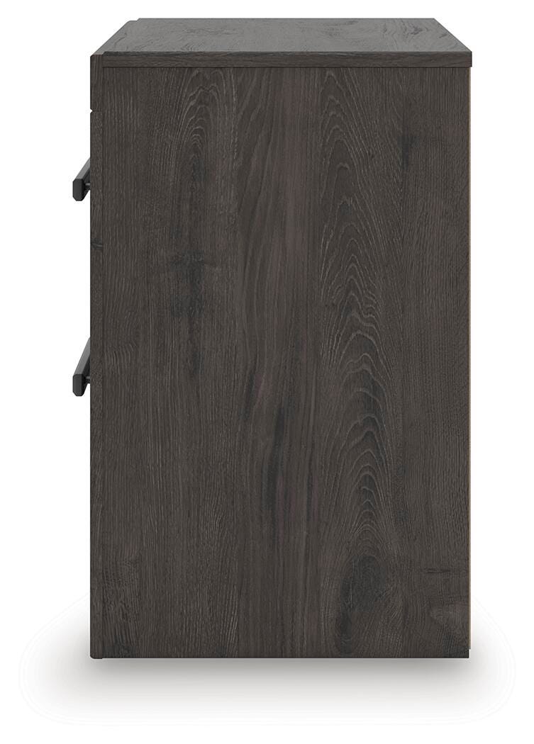 Prendonea Nightstand in Charcoal, alternate side view