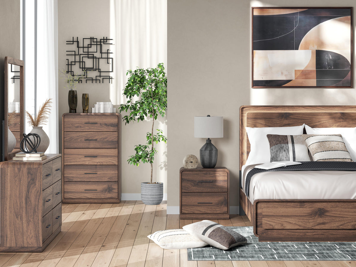 Fortlorn Nightstand in Walnut Brown, lifestyle view