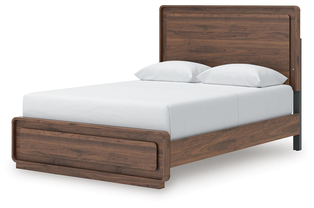 Fortlorn Queen Panel Bed in Walnut Brown, angle view