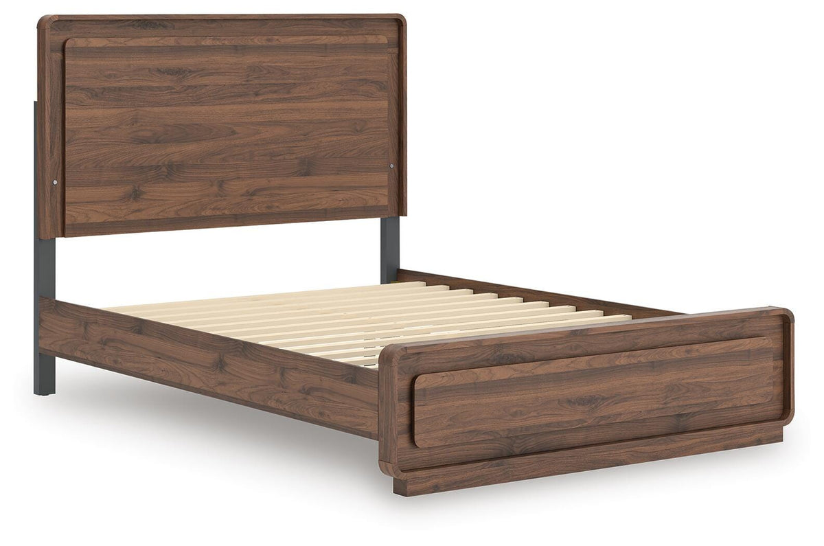 Fortlorn Queen Panel Bed in Walnut Brown, angle view