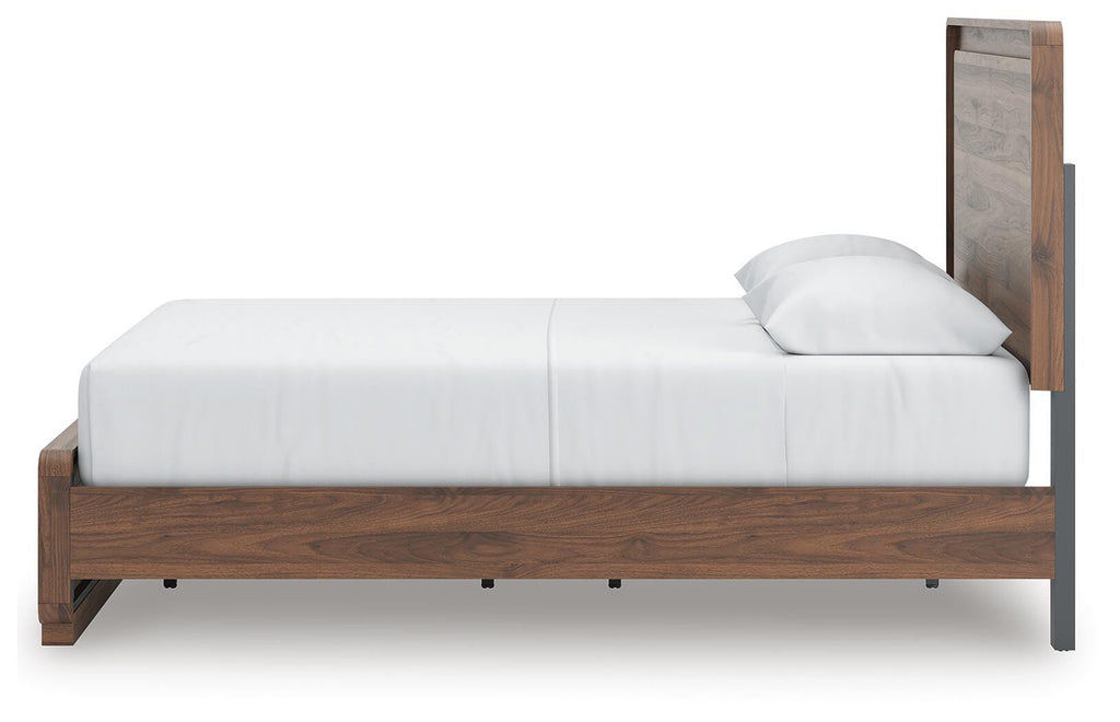 Fortlorn Queen Panel Bed in Walnut Brown, alternate side view