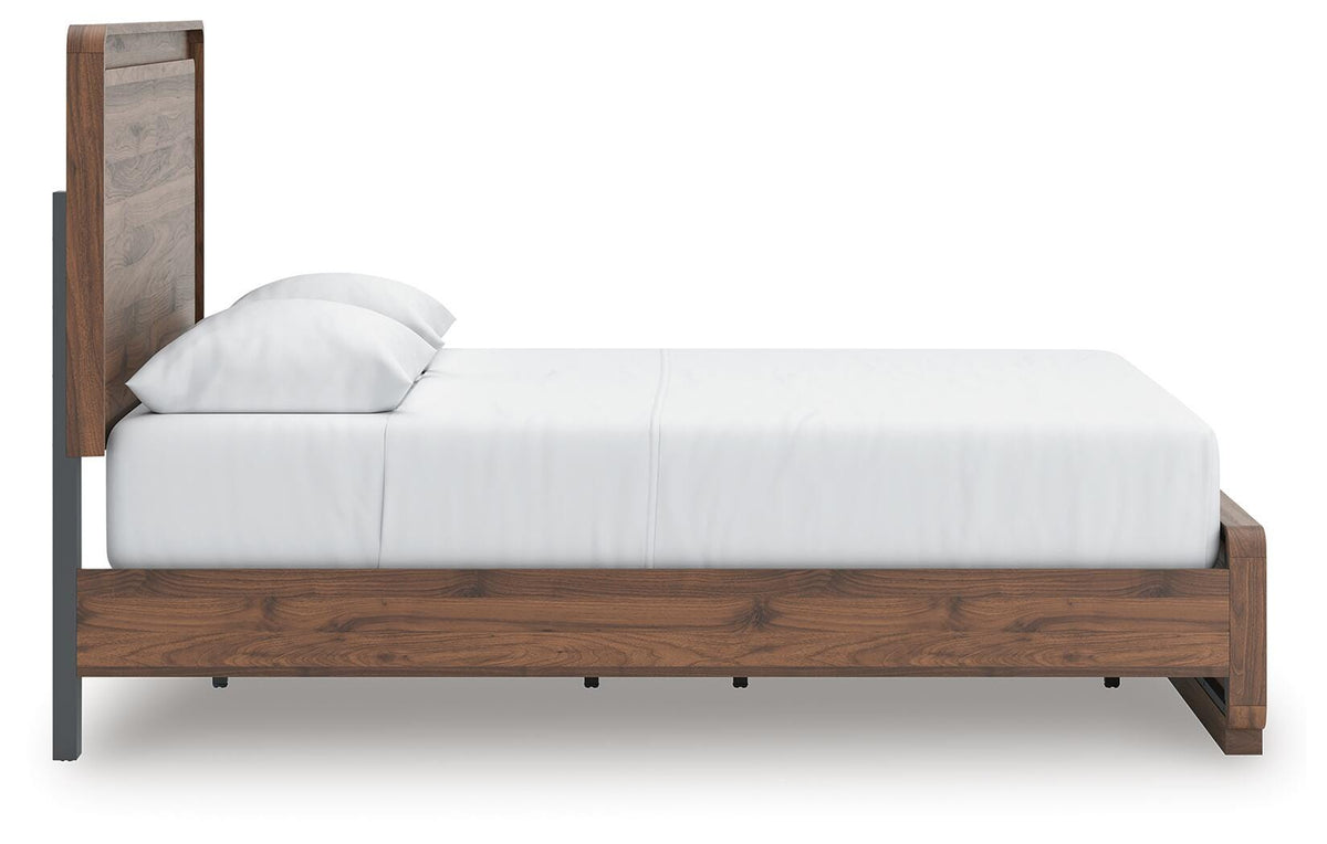 Fortlorn Queen Panel Bed in Walnut Brown, side view