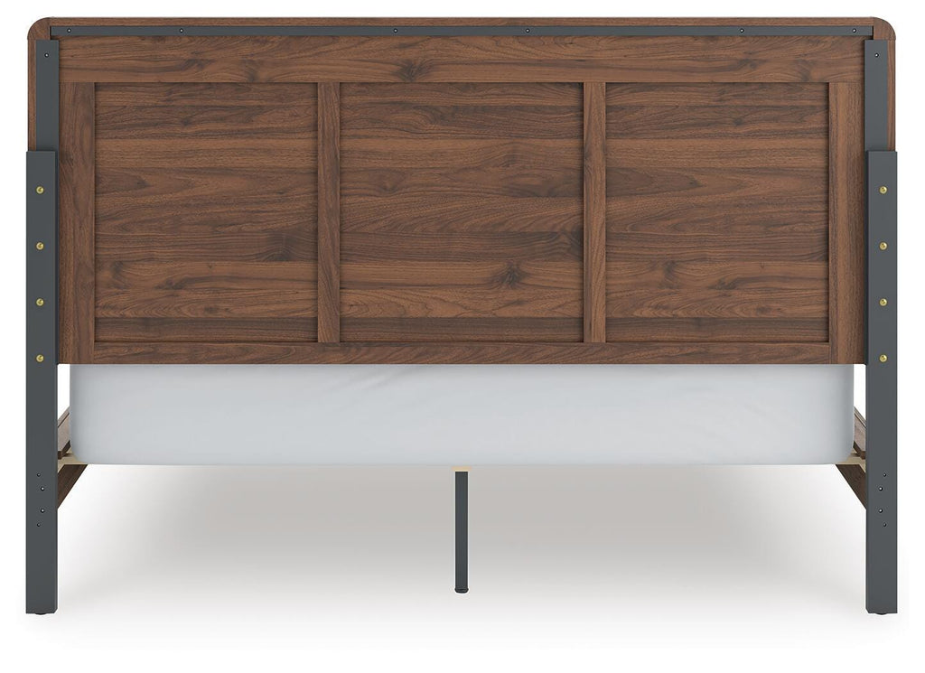 Fortlorn California King Panel Bed in Walnut Brown, back view