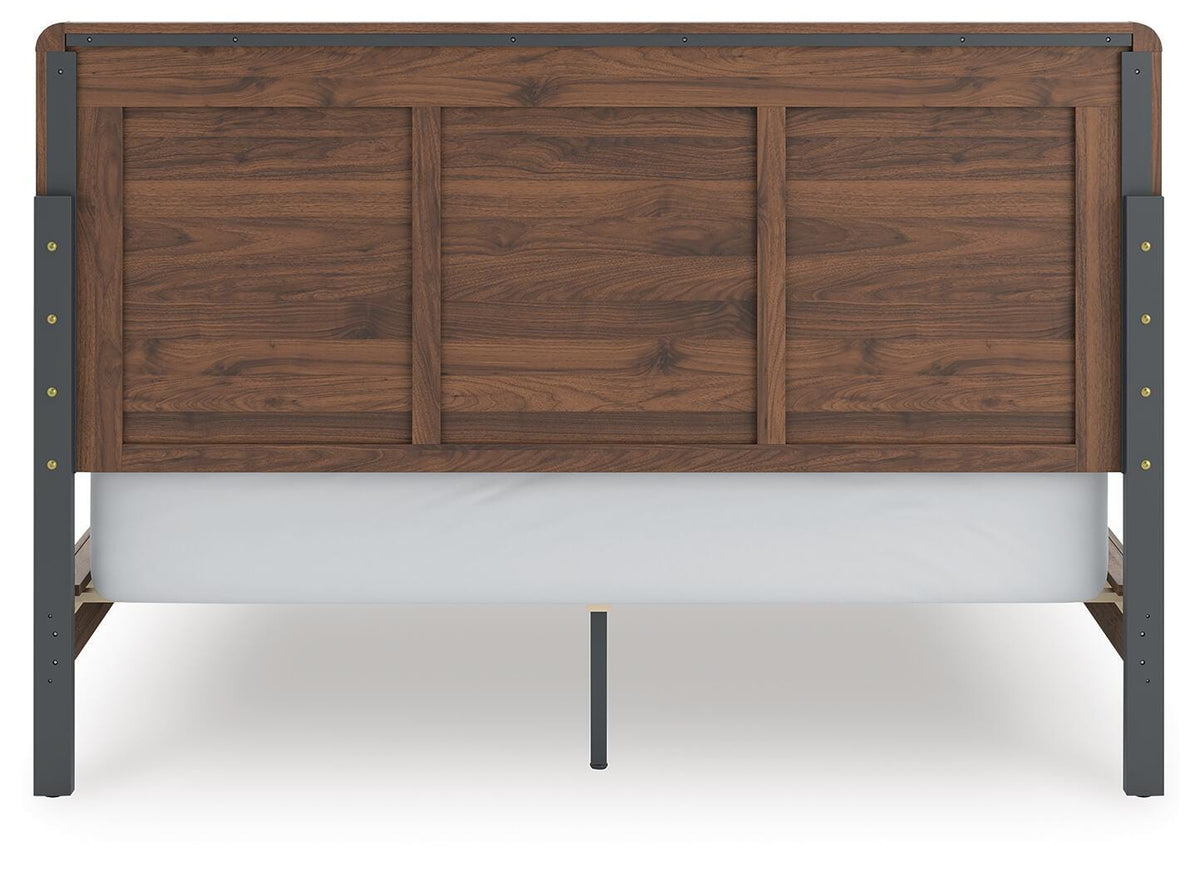 Fortlorn California King Panel Bed in Walnut Brown, back view