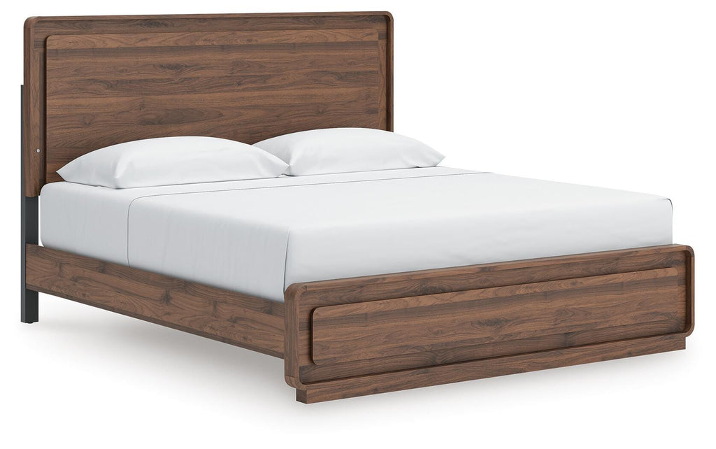 Fortlorn King Panel Bed in Walnut Brown, angle view