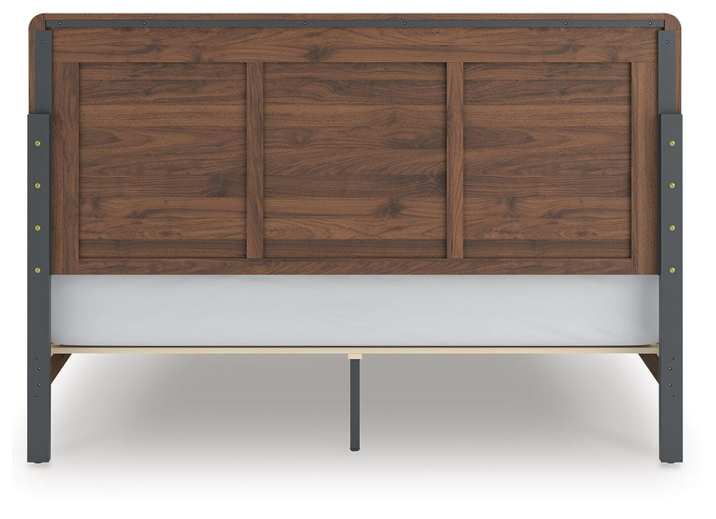 Fortlorn King Panel Bed in Walnut Brown, back view