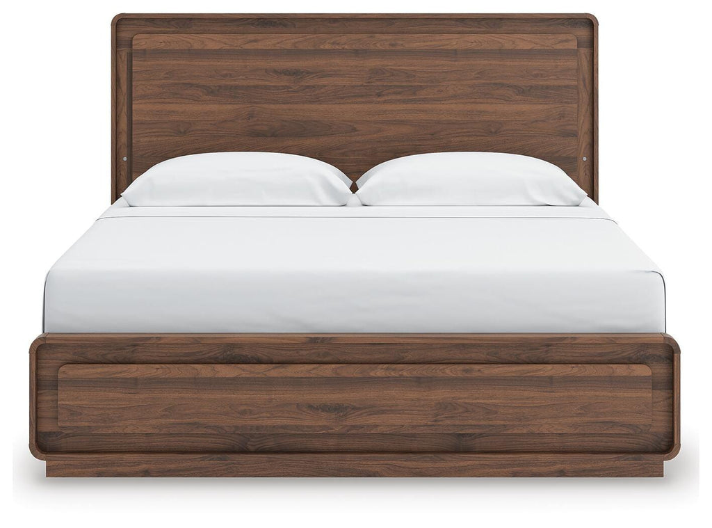 Fortlorn King Panel Bed in Walnut Brown, front view