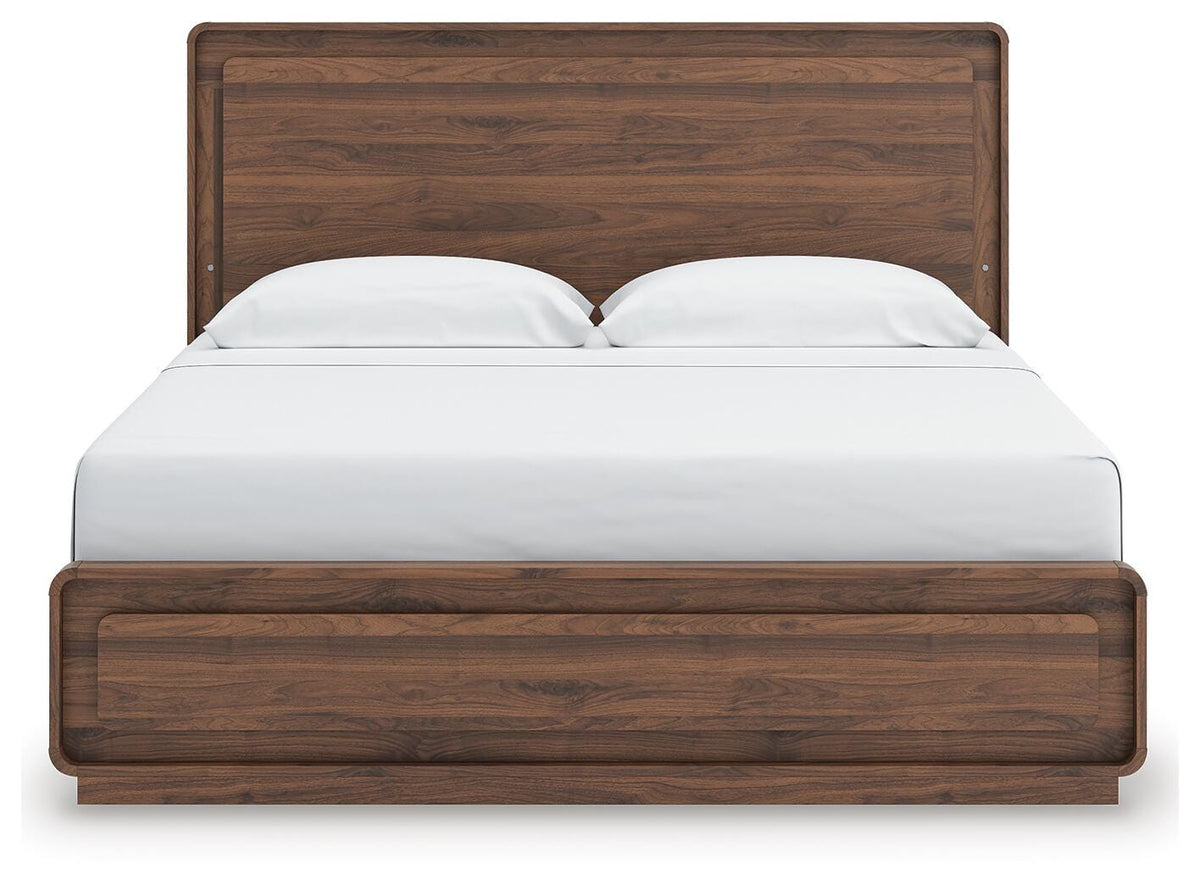 Fortlorn King Panel Bed in Walnut Brown, front view