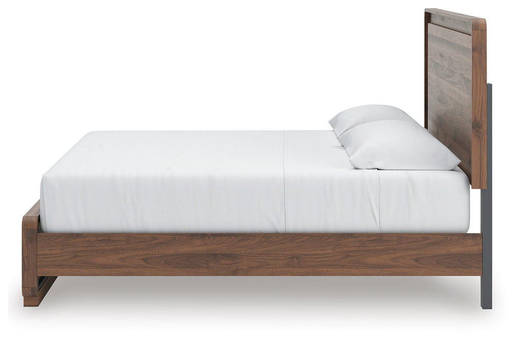 Fortlorn King Panel Bed in Walnut Brown, alternate side view