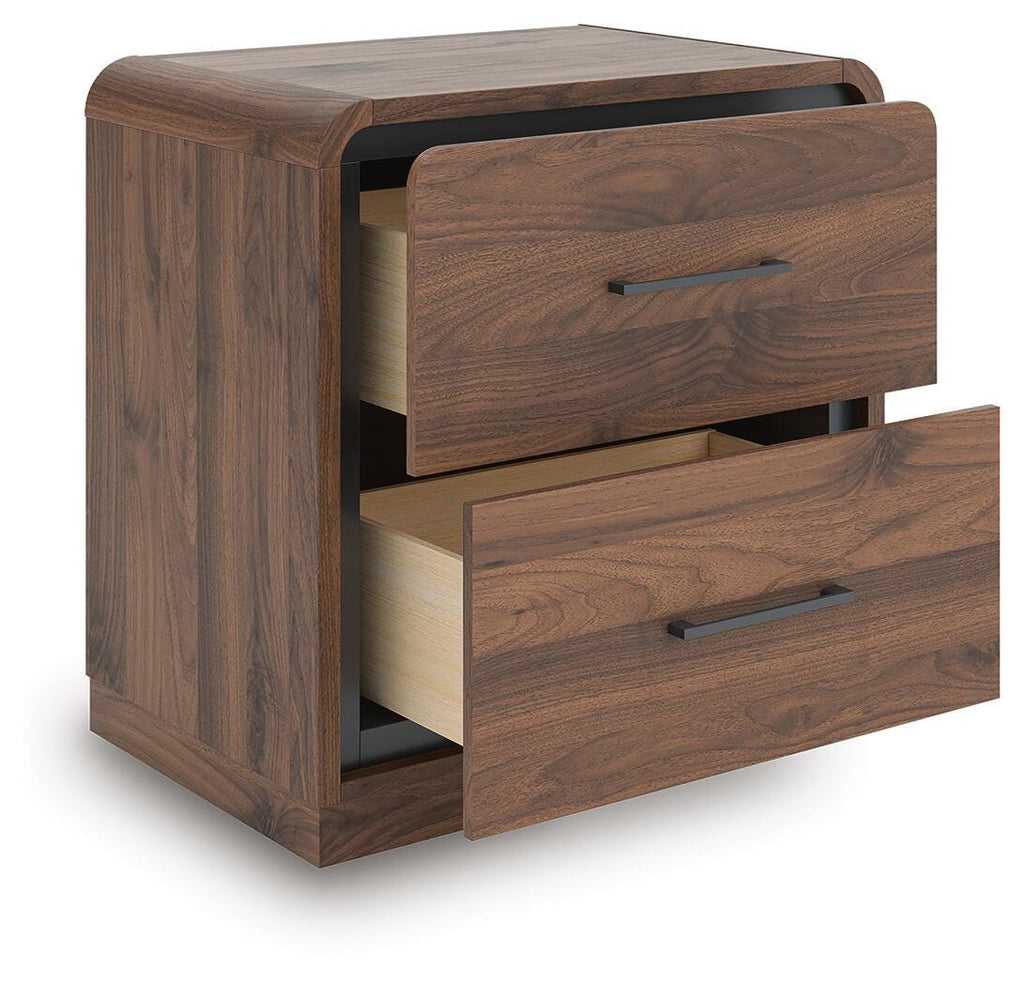 Fortlorn Nightstand in Walnut Brown, open view